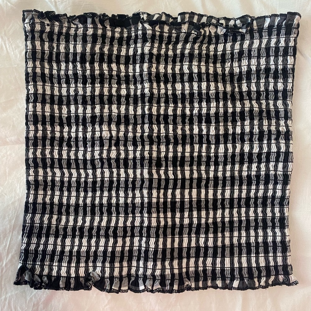 Black and White Gingham Tube Top